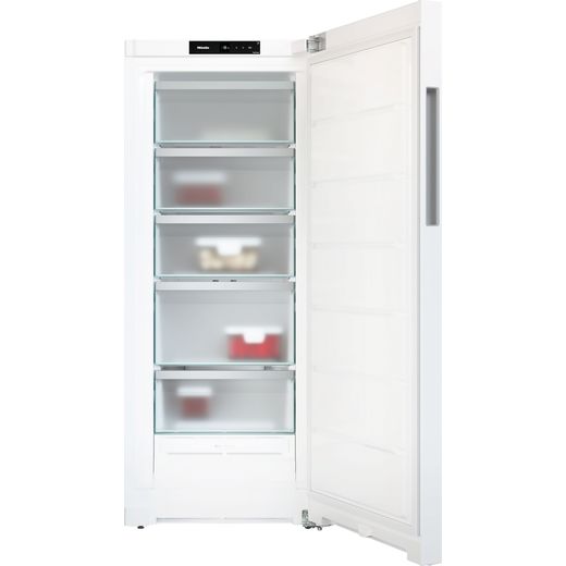 Miele Frost Free Upright Freezer - White - Front with door open shot